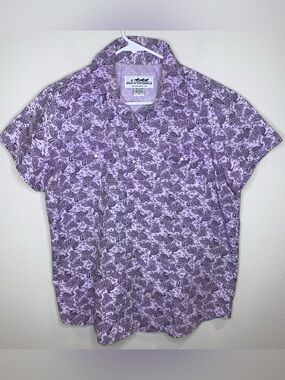 Back In The Saddle Western Paisley Pearl Snap Short Sleeve Top Purple Woman’s M